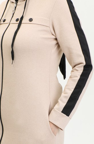 Bird Eye Stripe Detail Sports Abaya 2043-06 Beige 2043-06
