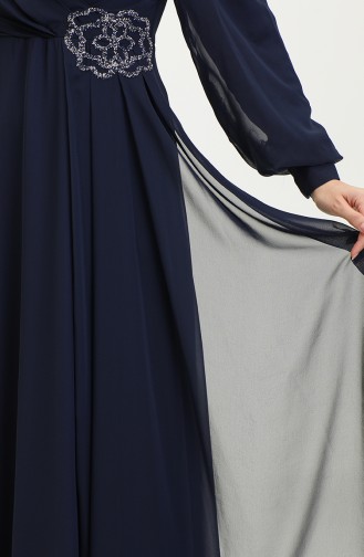 Abendkleid Mit Steinmuster 52882-01 Marineblau 52882-01