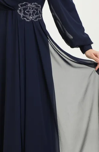 Taş Baskılı Abiye Elbise 52882-01 Lacivert