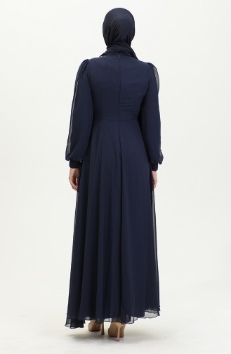 Abendkleid Mit Steinmuster 52882-01 Marineblau 52882-01