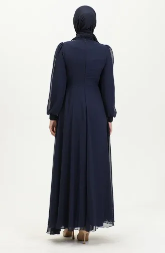 Taş Baskılı Abiye Elbise 52882-01 Lacivert