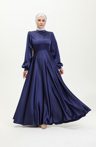 Abendkleid Aus Satin Mit Körbchen 52895-05 Marineblau 52895-05