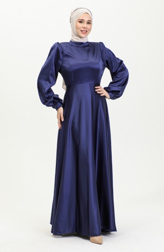 Abendkleid Aus Satin Mit Körbchen 52895-05 Marineblau 52895-05