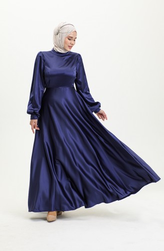 Abendkleid Aus Satin Mit Körbchen 52895-05 Marineblau 52895-05