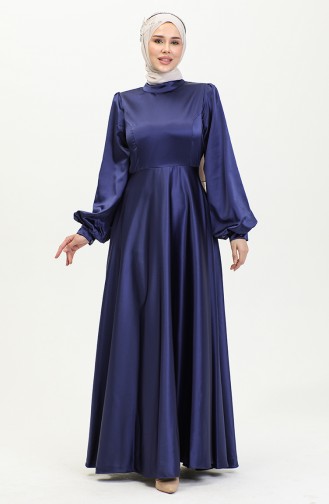 Abendkleid Aus Satin Mit Körbchen 52895-05 Marineblau 52895-05