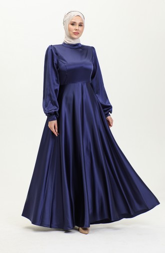 Abendkleid Aus Satin Mit Körbchen 52895-05 Marineblau 52895-05