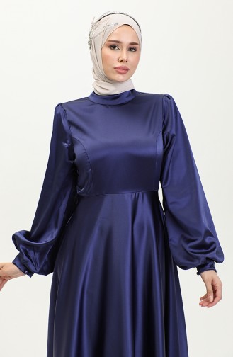 Abendkleid Aus Satin Mit Körbchen 52895-05 Marineblau 52895-05