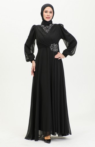 Abendkleid Mit Steinmuster 52882-02 Schwarz 52882-02