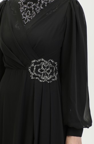 Abendkleid Mit Steinmuster 52882-02 Schwarz 52882-02