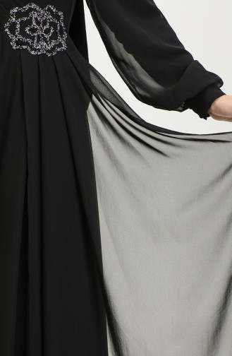 Abendkleid Mit Steinmuster 52882-02 Schwarz 52882-02