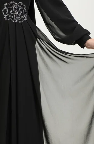 Stone Printed Evening Dress 52882-02 Black 52882-02