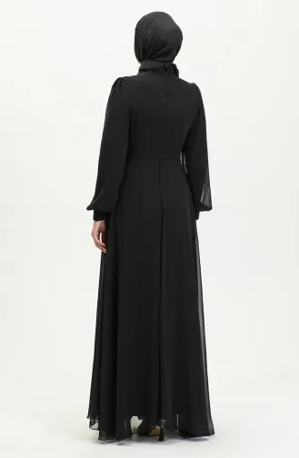 Stone Printed Evening Dress 52882-02 Black 52882-02