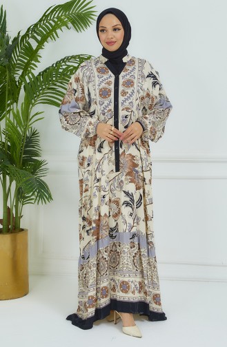 Robe Fleurie Manches Ballon 4092-01 Noir 4092-01