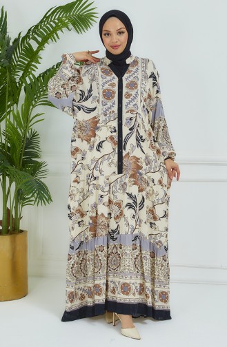 Robe Fleurie Manches Ballon 4092-01 Noir 4092-01