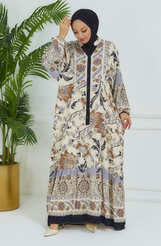 Robe Fleurie Manches Ballon 4092-01 Noir 4092-01