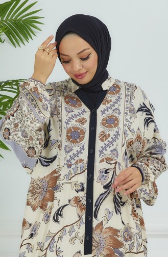 Robe Fleurie Manches Ballon 4092-01 Noir 4092-01