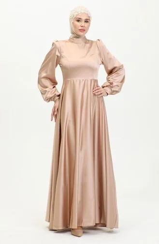 فستان سهرة ساتان للمحجبات 52895-01 فيزون 52895-01