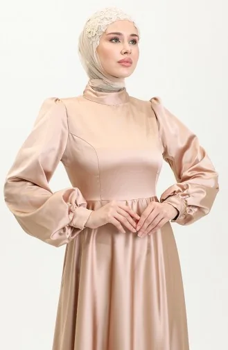 فستان سهرة ساتان للمحجبات 52895-01 فيزون 52895-01