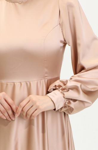 Kuplu Saten Abiye Elbise 52895-01 Vizon