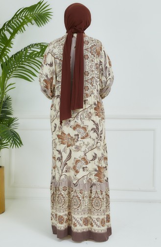 Robe Fleurie Manches Ballon 4092-04 Vison 4092-04