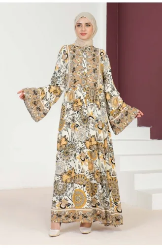 Wide Sleeve Hijab Dress 7113-02 Mink 7113-02