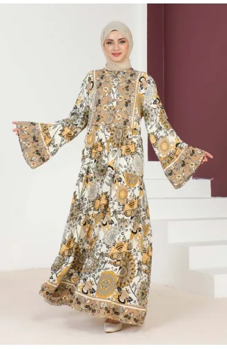 Wide Sleeve Hijab Dress 7113-02 Mink 7113-02