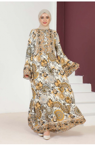 Robe Hijab Manches Larges 7113-02 Vison 7113-02