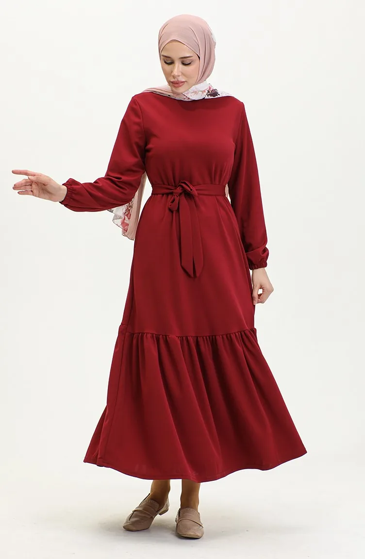 Rüschenrock-Hijab-Kleid Brc1122 1122-02 Weinrot 1122-02