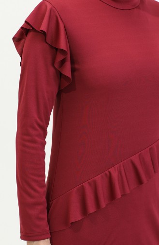 Maillot De Bain Hijab Manches Longues Froufrous 2208-02 Rouge Claret 2208-02