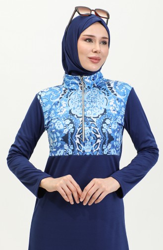 Fermuarlı Tesettür Mayo 2400-01 Lacivert