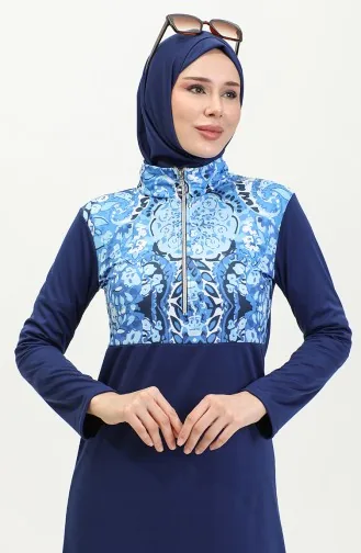 Hijab-Badeanzug Mit Reißverschluss 2400-01 Marineblau 2400-01
