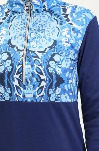 Hijab-Badeanzug Mit Reißverschluss 2400-01 Marineblau 2400-01
