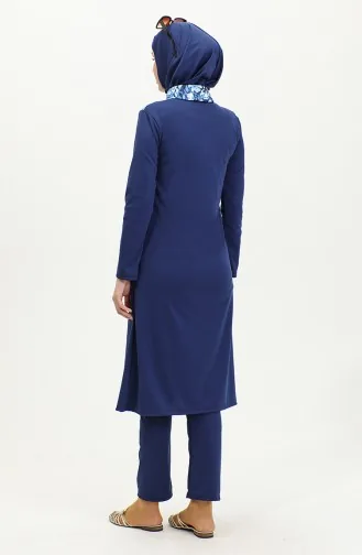 Hijab-Badeanzug Mit Reißverschluss 2400-01 Marineblau 2400-01