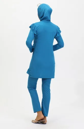 Ruffled Long Sleeve Hijab Swimsuit 2208-03 Oil 2208-03