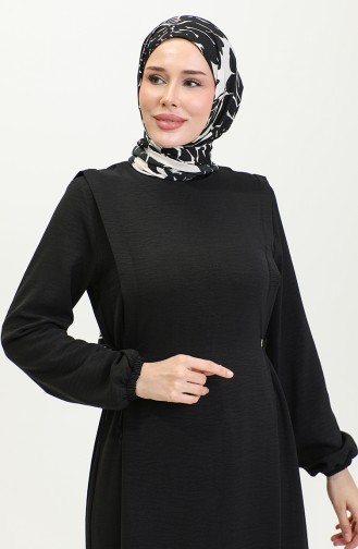 فستان برباط من الجانب 2001-04 لون أسود 2001-04