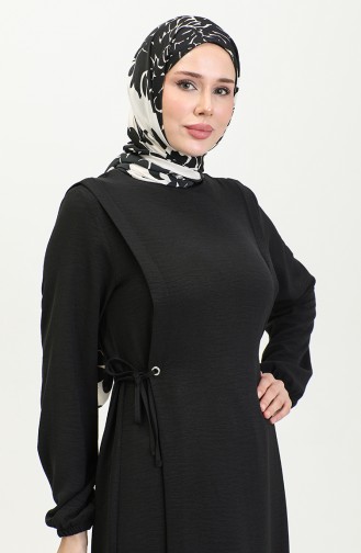 فستان برباط من الجانب 2001-04 لون أسود 2001-04