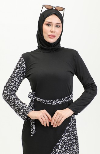 Maillot De Bain Tesettür à Ceinture 2490-01 Noir 2490-01