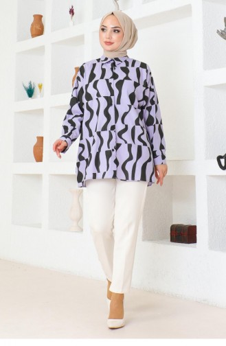 Desenli Tunik Lila 6107