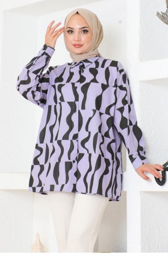 Desenli Tunik Lila 6107