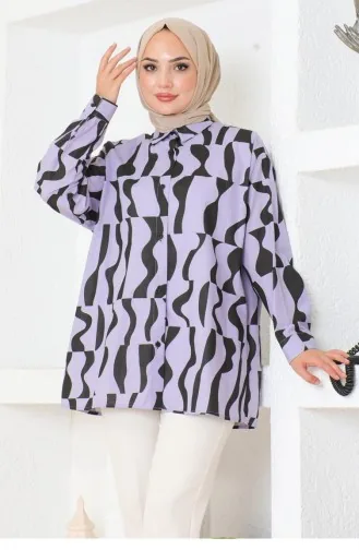 Desenli Tunik Lila 6107