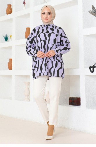 Desenli Tunik Lila 6107