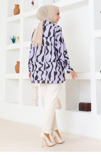 Desenli Tunik Lila 6107
