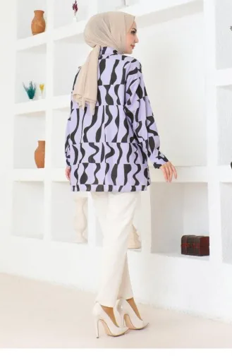 Desenli Tunik Lila 6107