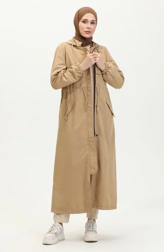 Belt Detailed Long Trench Coat Brc1908 1908-01 Light Wheat 1908-01