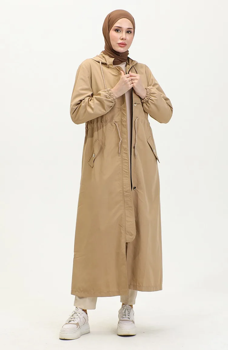 Belt Detailed Long Trench Coat Brc1908 1908-01 Light Wheat 1908-01
