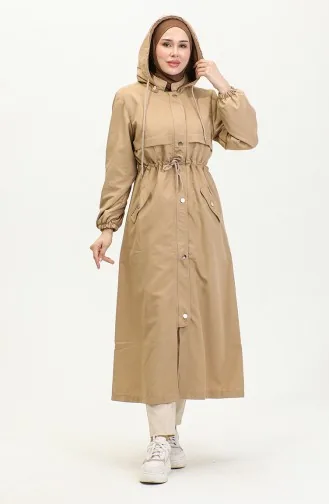 Belt Detailed Long Trench Coat Brc1908 1908-01 Light Wheat 1908-01