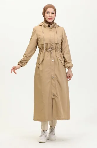 Belt Detailed Long Trench Coat Brc1908 1908-01 Light Wheat 1908-01
