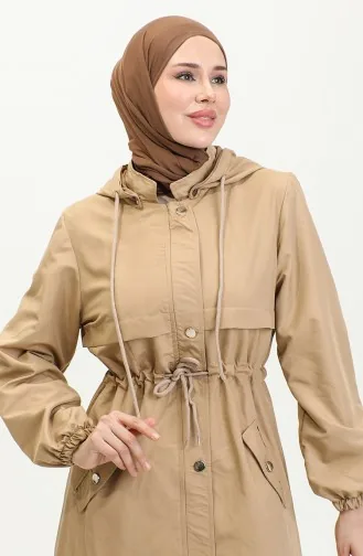 Belt Detailed Long Trench Coat Brc1908 1908-01 Light Wheat 1908-01