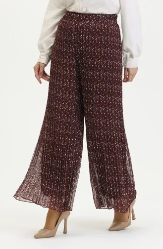 بنطلون مطوي منقوش 0160-03 أحمر غامق 0160-03