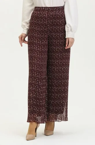 بنطلون مطوي منقوش 0160-03 أحمر غامق 0160-03